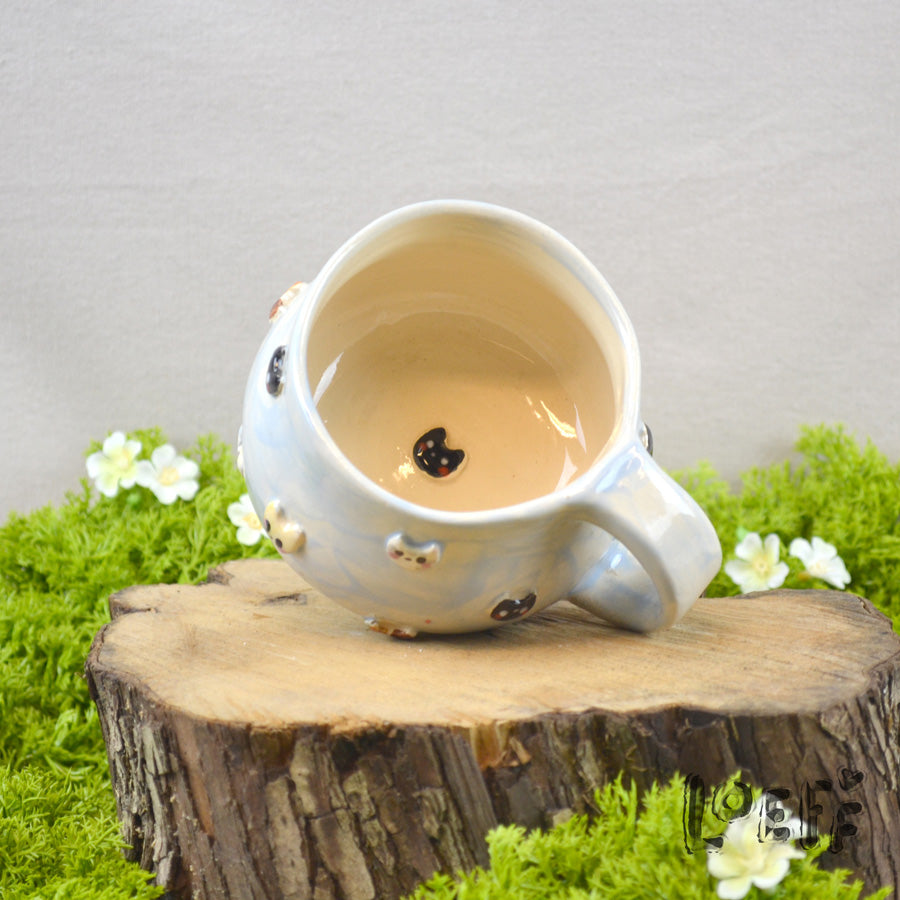 The 3D Loeff Mug Cats on Blue