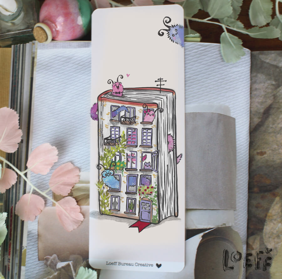 Bookmark Book Worm Two-sided