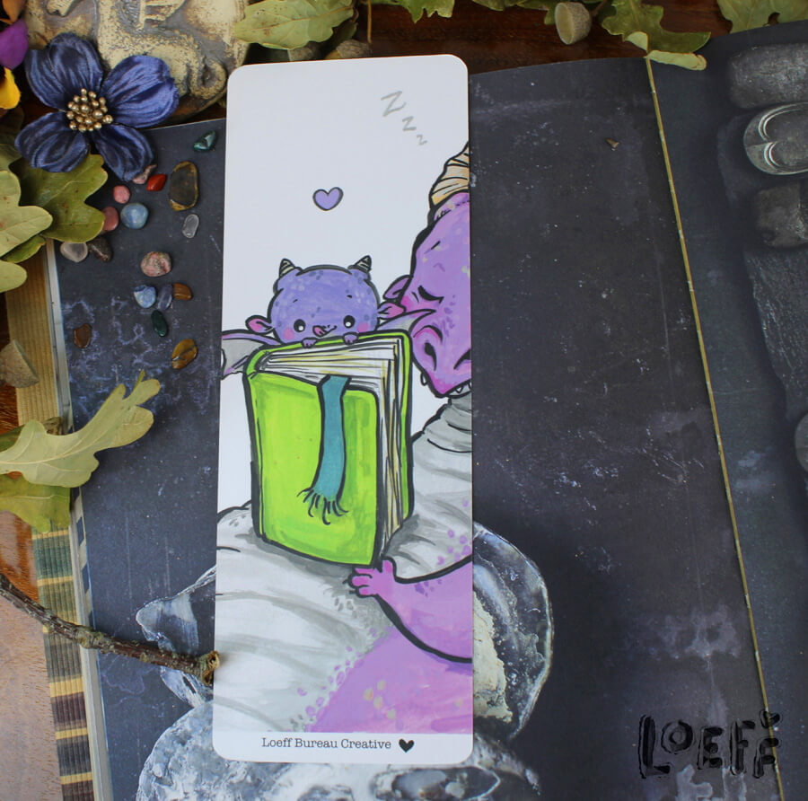 Bookmark Dragon Loves Books Two-sided