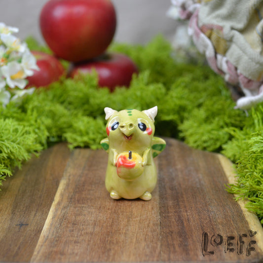 Tiny Green Dragon with Apple