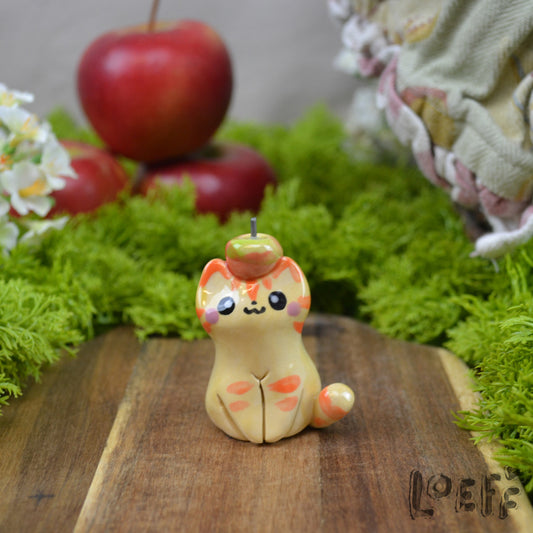 Tiny Ginger Cat with Apple