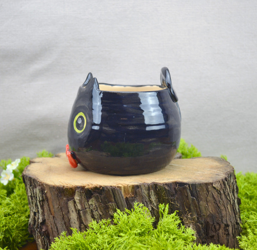 Planter Black Cat with Bow
