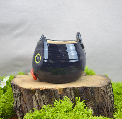 Planter Black Cat with Bow