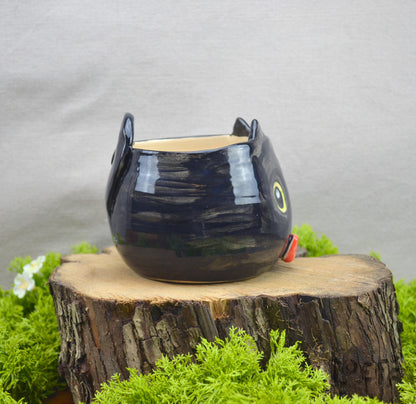 Planter Black Cat with Bow