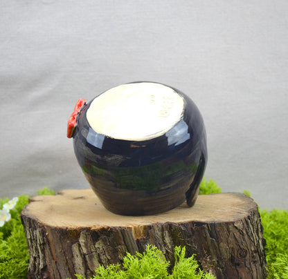 Planter Black Cat with Bow