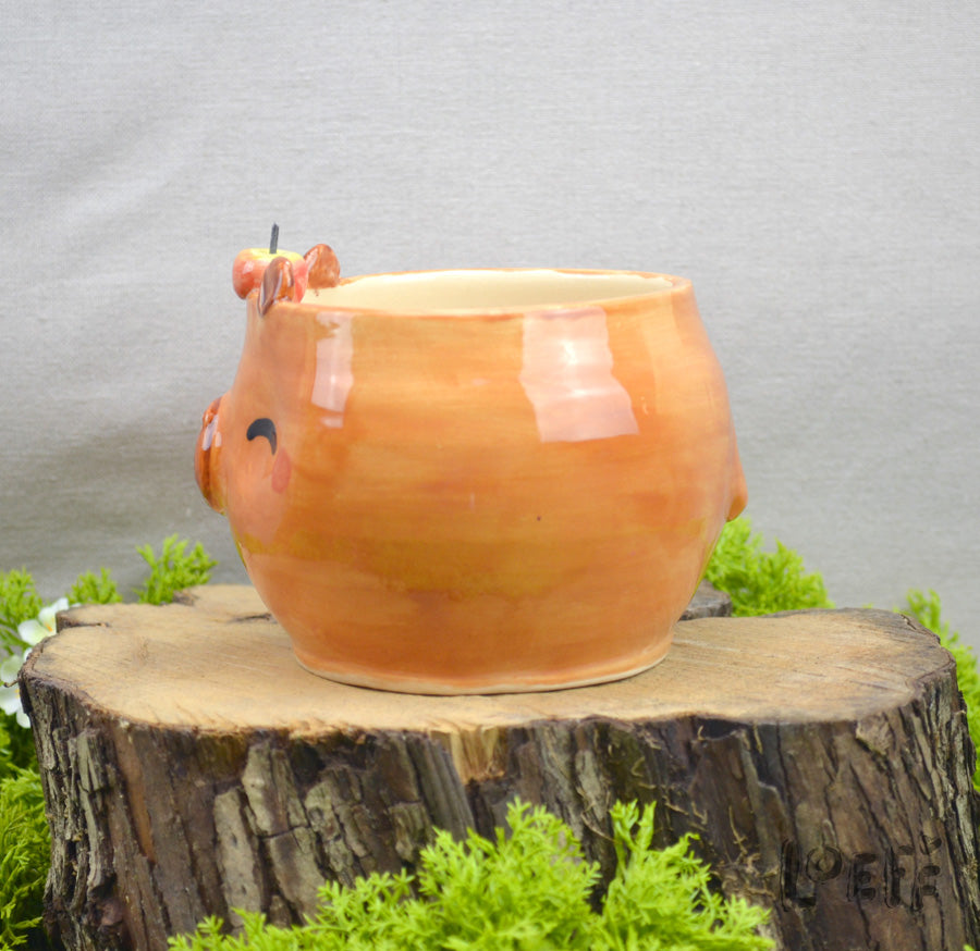 Planter Capybara with Apple