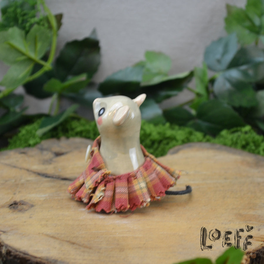 Tiny Mouse with Kilt Grey