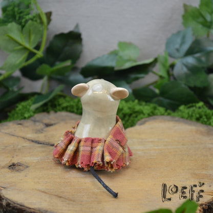 Tiny Mouse with Kilt Grey