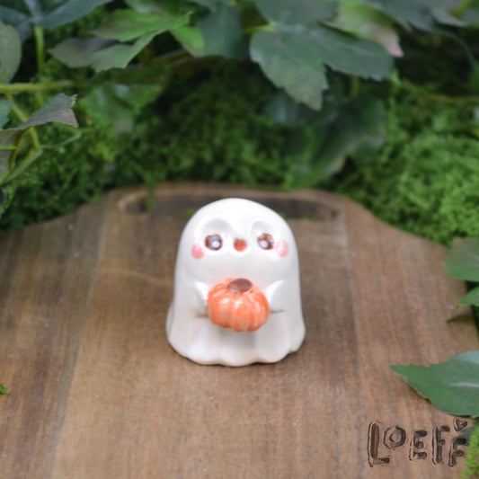 Tiny Ghost with Pumpkin