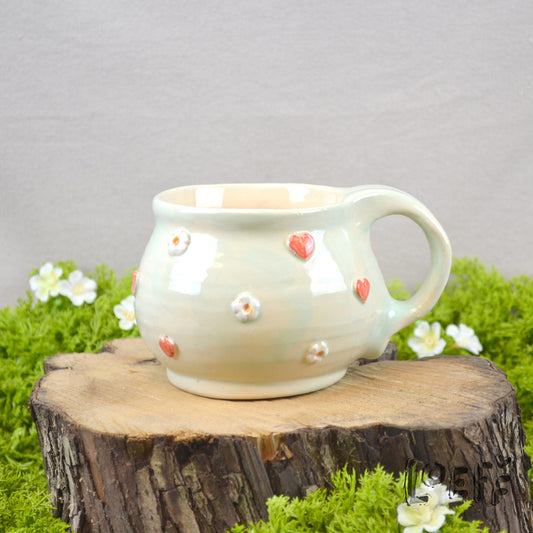 The 3D Loeff Mug Hearts & Flowers Sage