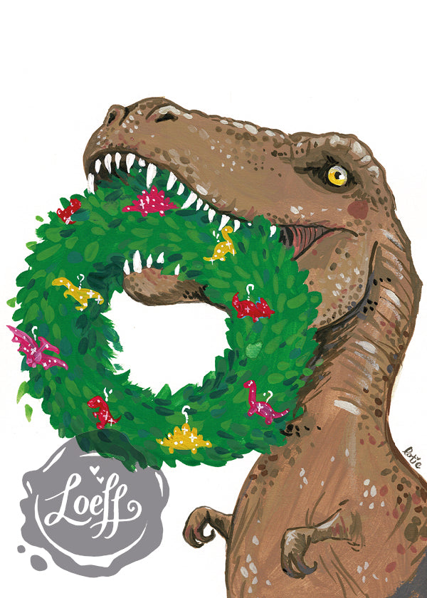 Dinosaur Wreath Card