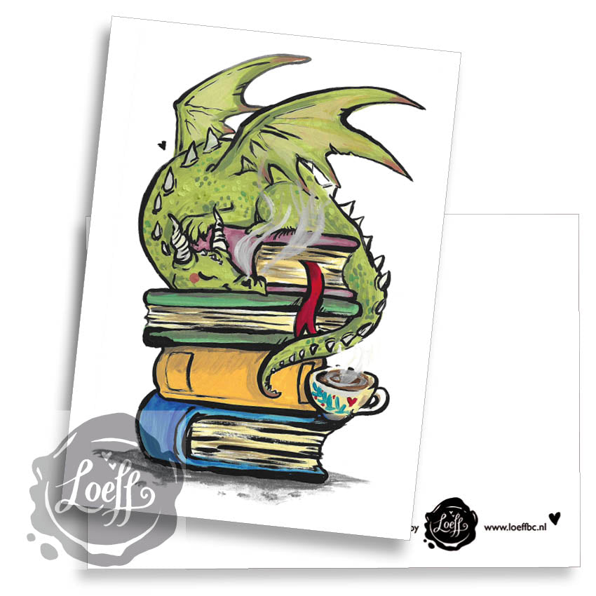 Dragon and Books Card