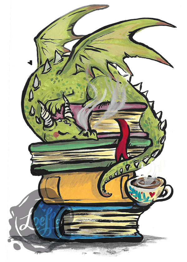 Dragon and Books Card