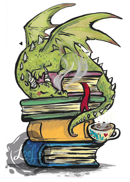 Dragon and Books Card