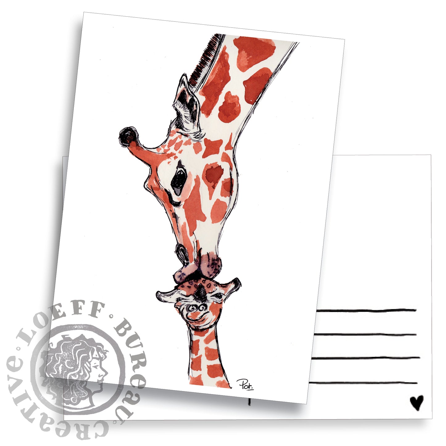 Giraffes Kiss Card
