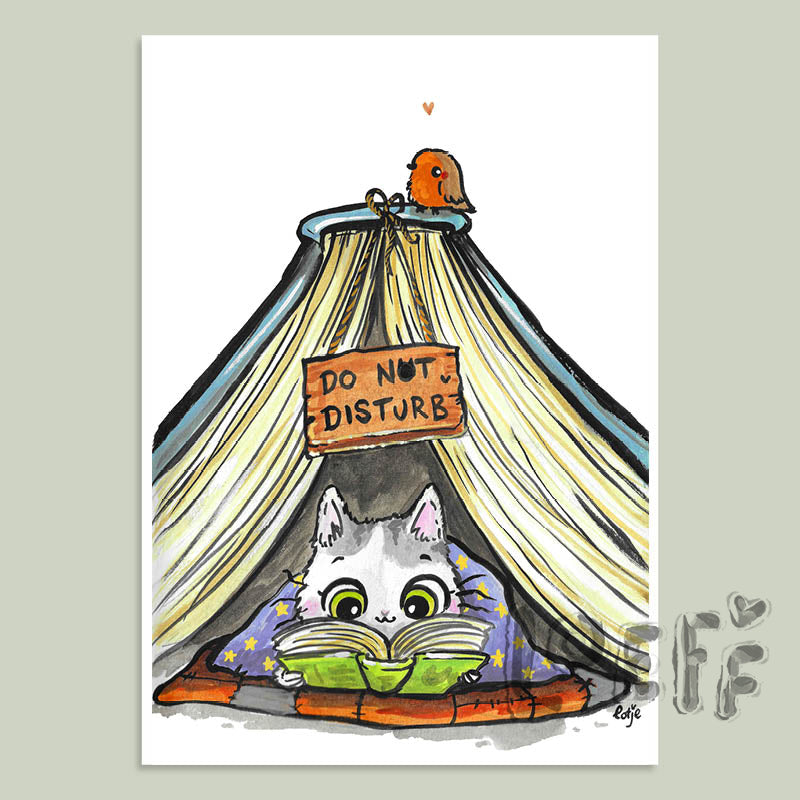 Cat Book Nook Card
