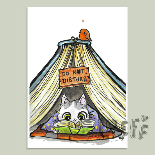 Cat Book Nook Card