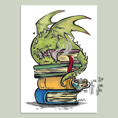 Dragon and Books Card