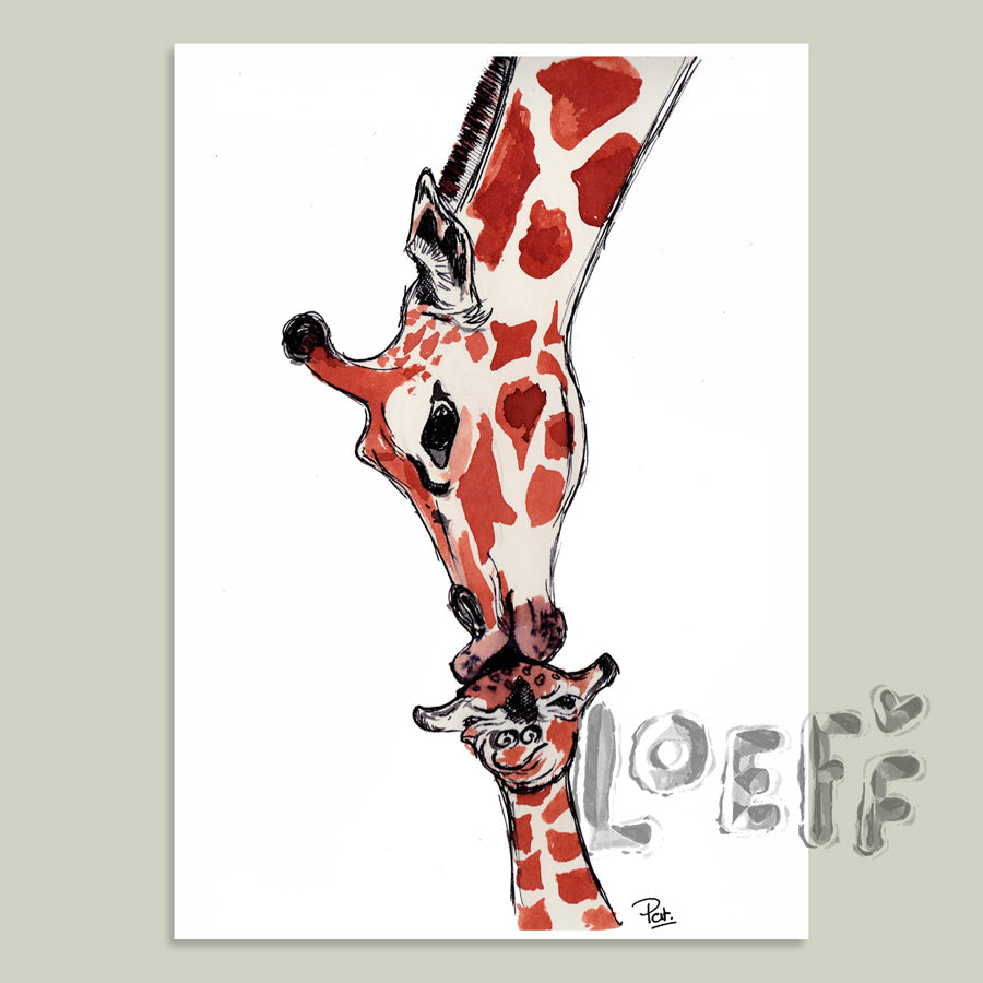 Giraffe Kiss Card