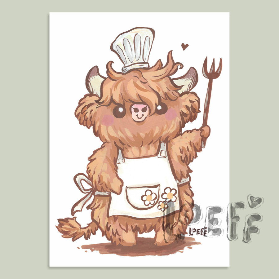 Highland Cow Apron Card