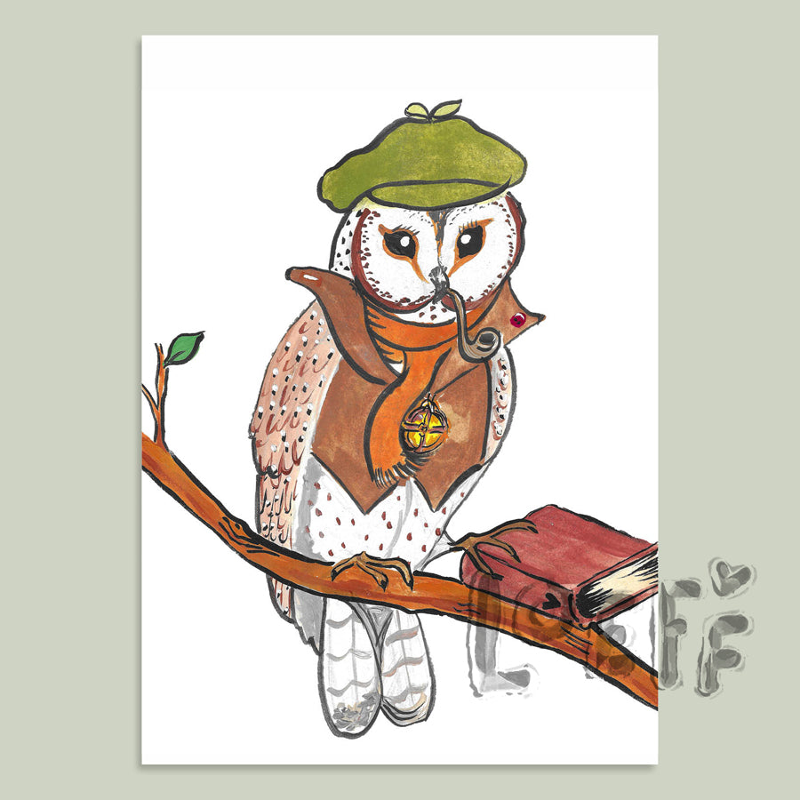 Owl Detective Card