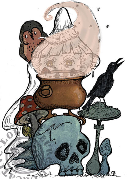 Mushroom Witch Card