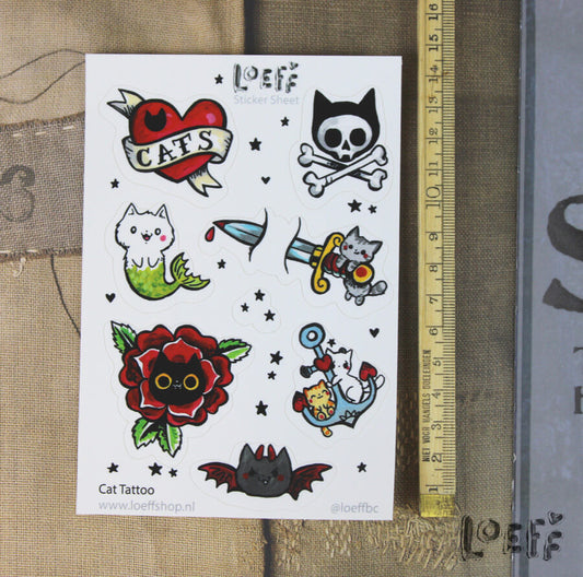 Sticker Sheet A6 Cat Tattoo