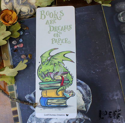 Bookmark Dragon and Books 2 Two-sided