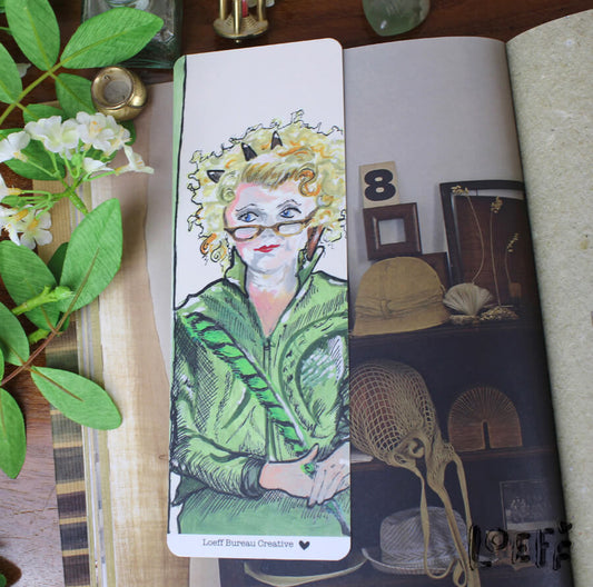 Bookmark Green Feather Two-sided