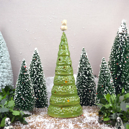 Happy Little Christmas Tree Snowpoppy Pink Button