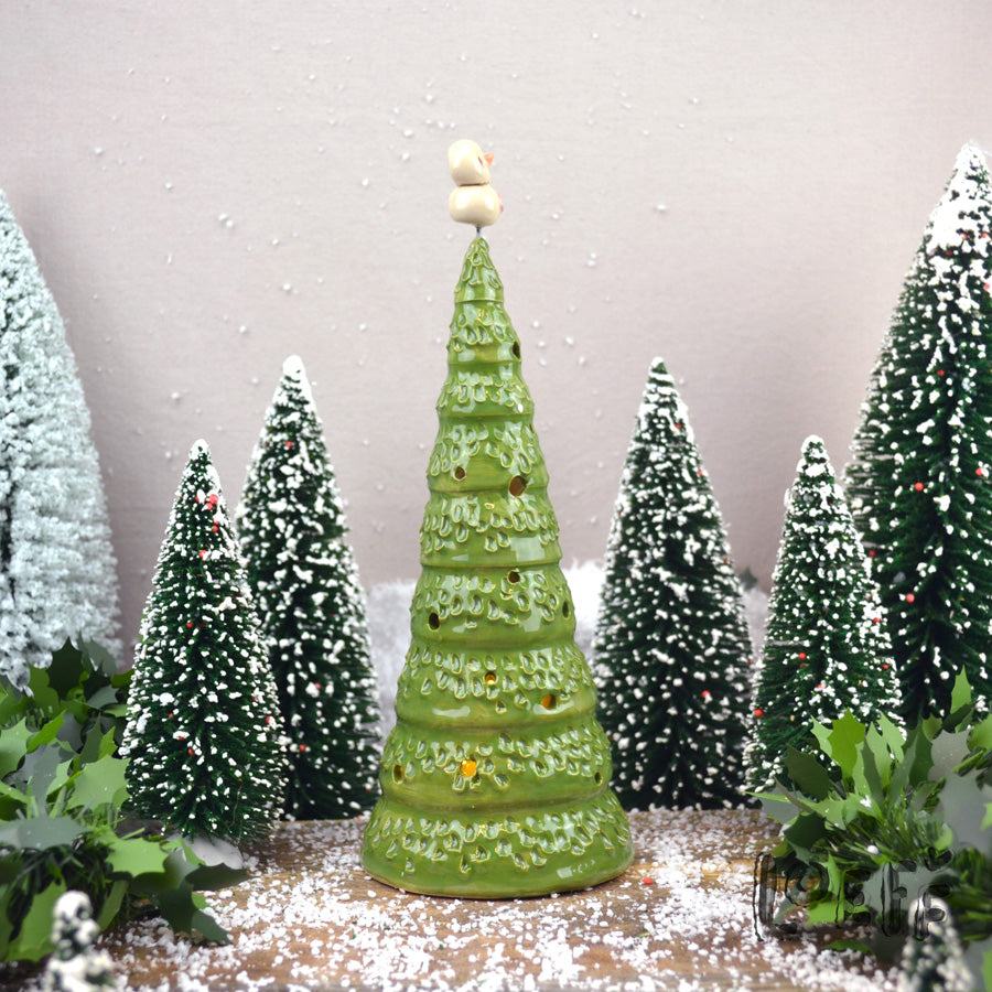 Happy Little Christmas Tree Snowpoppy Pink Button