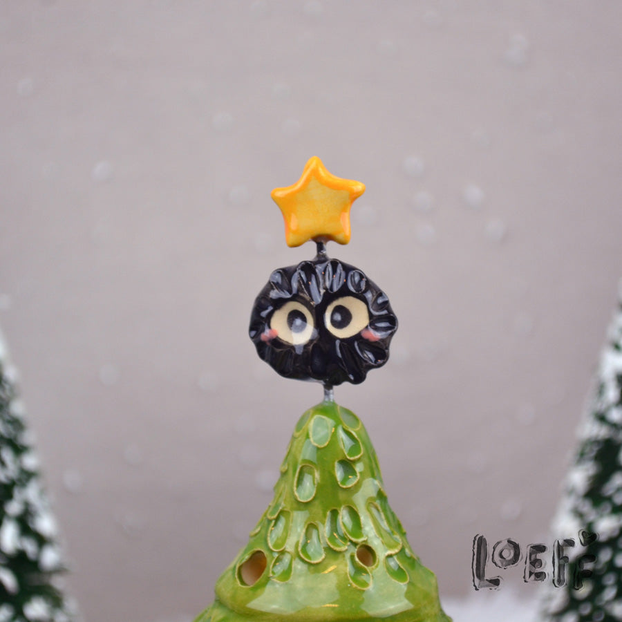Happy Little Christmas Tree Soot Sprite Yellow Star