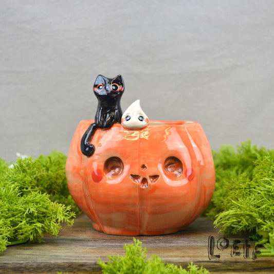 Planter Pumpkin Cat & ghost