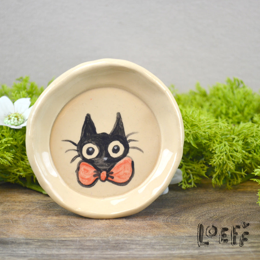 Plate Small Black Cat Bow