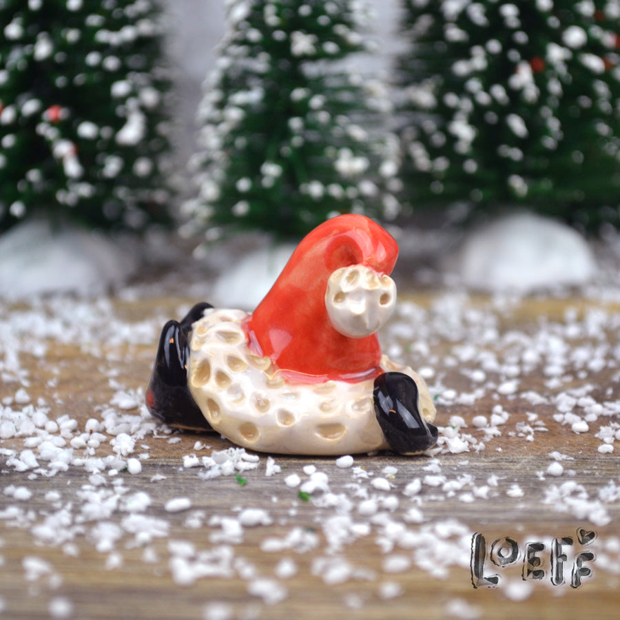 Christmas Tiny Black Cat under Hat