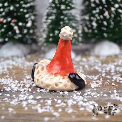 Christmas Tiny Black Cat Paws Under Hat