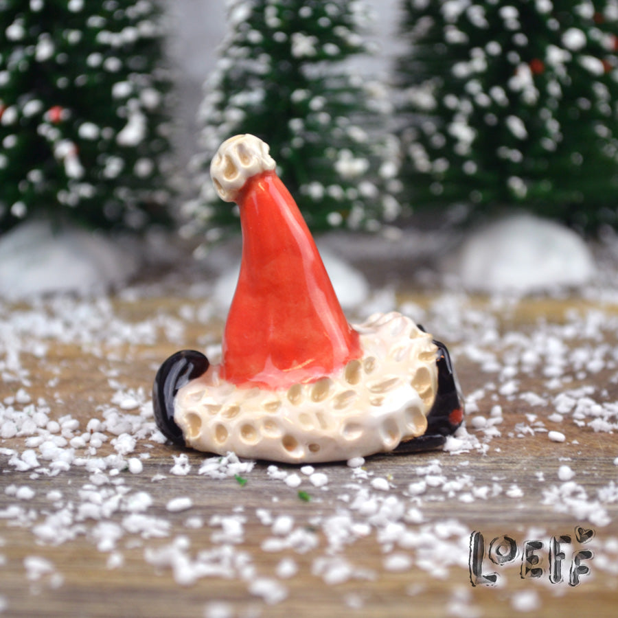 Christmas Tiny Black Cat Paws Under Hat