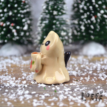 Christmas Tiny Ghost Kitty Latte
