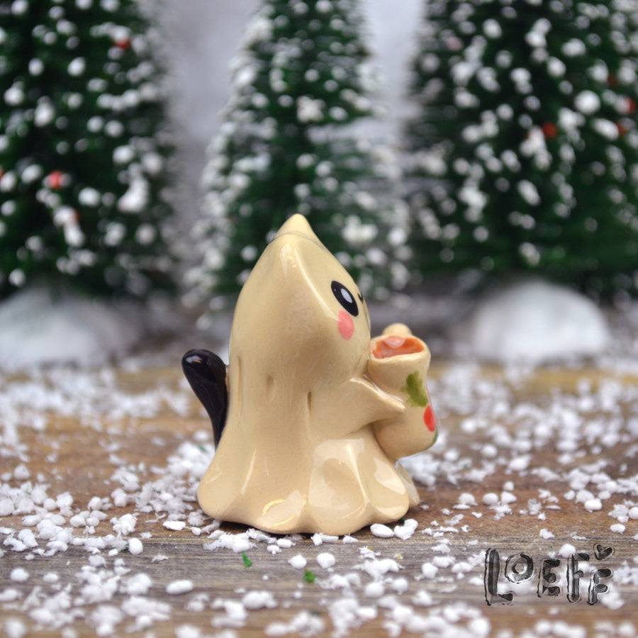 Christmas Tiny Ghost Kitty Latte