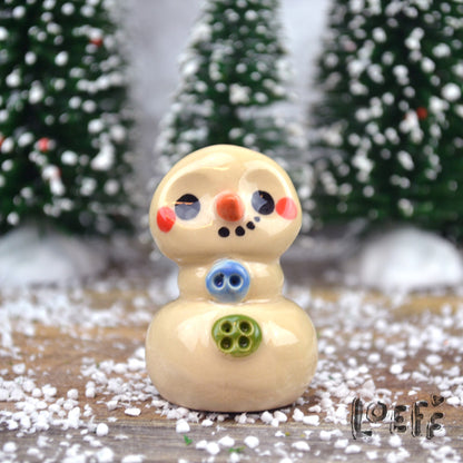 Christmas Tiny Snowpoppy Blue-Green Button