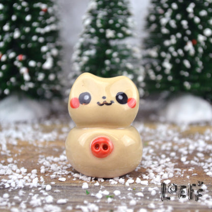 Christmas Tiny SnowKitty Red Button