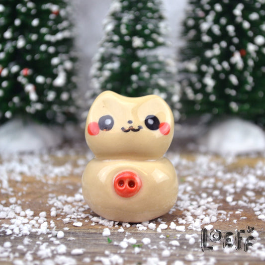 Christmas Tiny SnowKitty Red Button