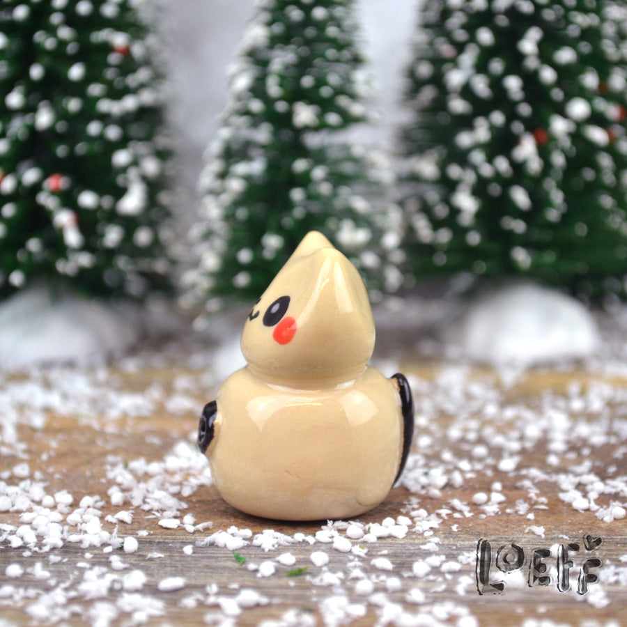 Christmas Tiny Snow Kitty Black Button