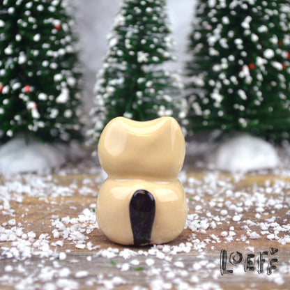 Christmas Tiny Snow Kitty Black Button