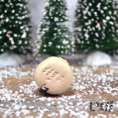 Christmas Tiny Snow Kitty Black Button