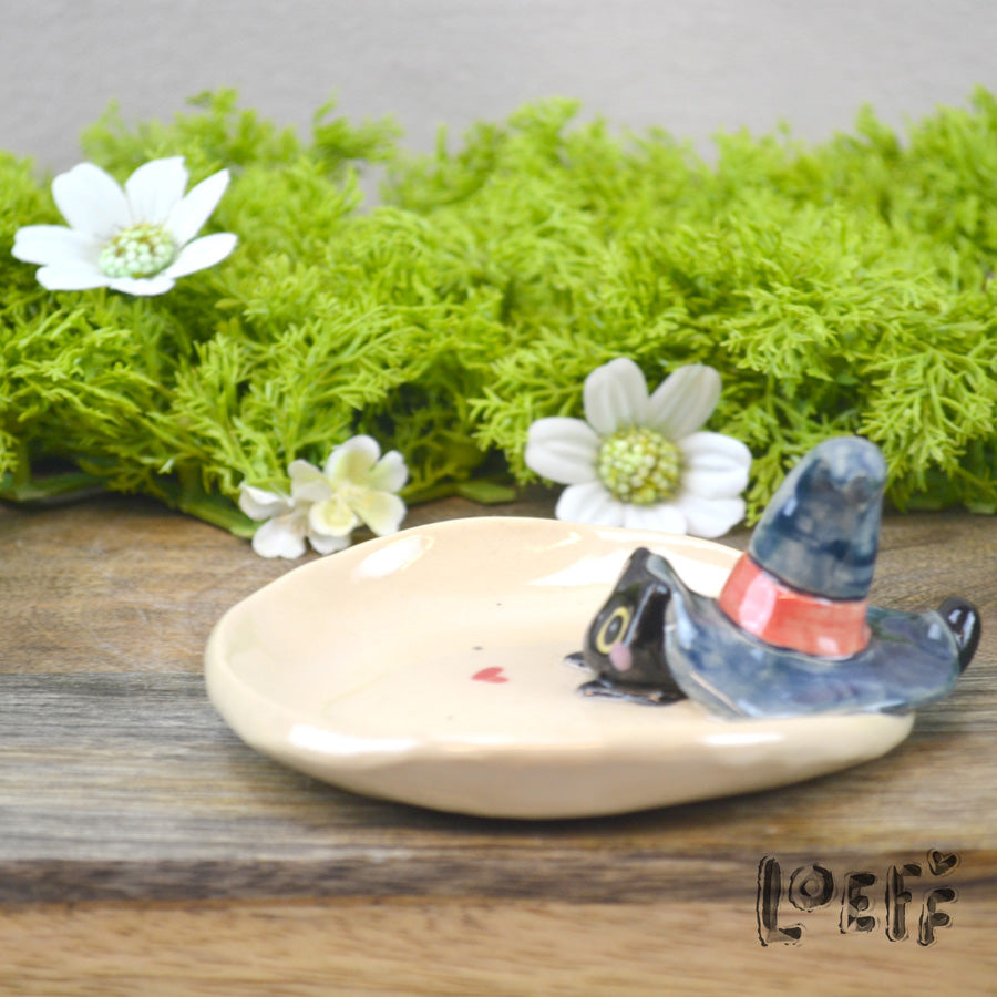 Trinket Tray Cat Blue Hat