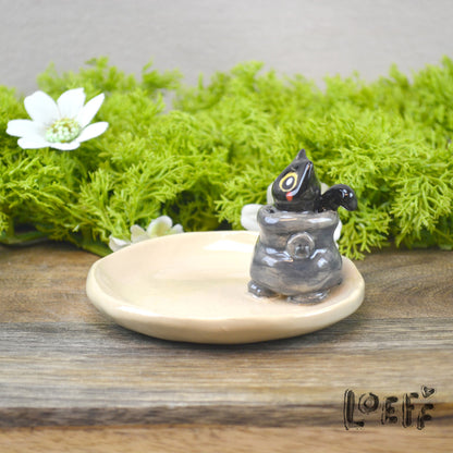 Trinket Tray Cat in Cauldron