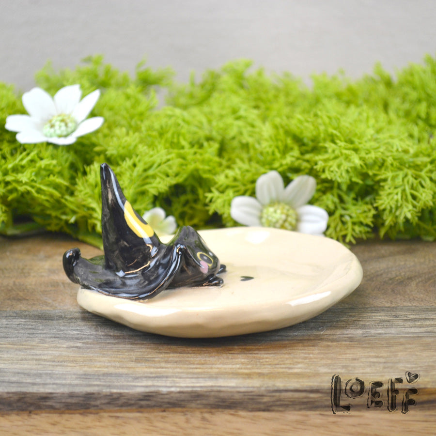 Trinket Tray Cat under Witches Hat