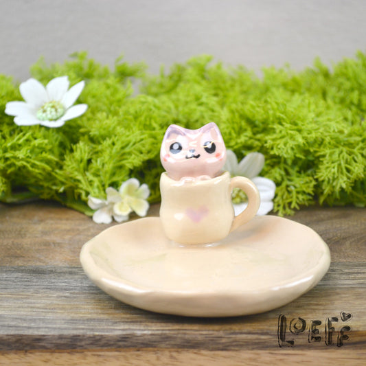Trinket Tray Purple Cat Cup