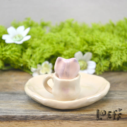 Trinket Tray Purple Cat Cup